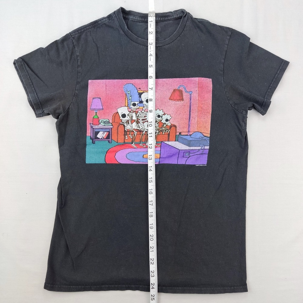 The Simpsons T-Shirt Mens Small Black Skeleton Family Couch Graphic Tee Horror - Picture 6 of 6